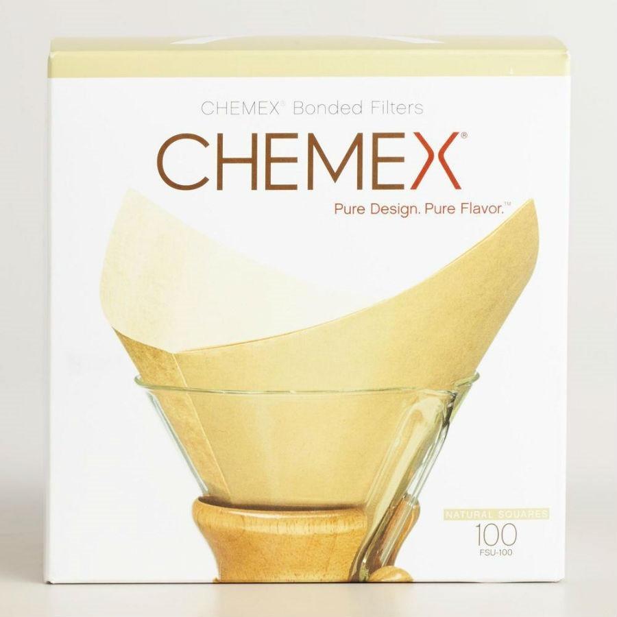 Chemex Bonded Unbleached Prefolded Square Coffee Filters 100Pack