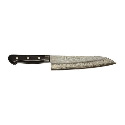 Kikuichi 7-inch Warikomi Hammered Damascus Santoku Knife